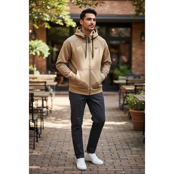 Nike Other - Nike Therma Fit Full Zip Hoodie Khaki Black Size XXL Training‎ Outdoor Gymwear
